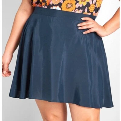 NEW NWT MODCLOTH Plus Size Stay Sassy A-Line Skirt Solid Navy Elastic Mini sz 4X - Image 1 of 4