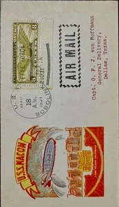 US Macon Zeppelin Flight 1934 To Captain Von Hoffmann - Picture 1 of 2