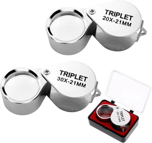 Juego de Lupas Joyeros de Bolsillo Plegable con Lupa de Acero Inoxidable y Estuche - Imagen 1 de 12