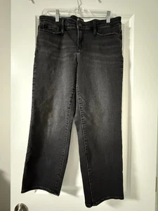Athleta Damen 10P Petite Black Crop Denim Jeans Mid Rise Stretch Straight - Bild 1 von 7