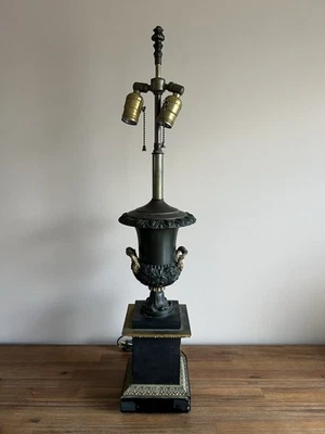 Antique Neoclassical Gilt Bronze Urn Mounted As Lamp Leaf Motif - Image 1 of 4