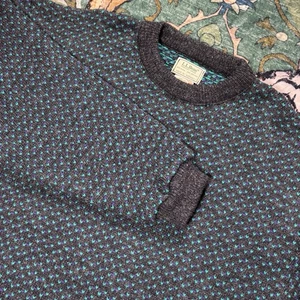 Vintage 90s LL bean 100% Wool Birdseye Chunky Knit Sweater Norway XXL Tall Gray - Picture 1 of 7