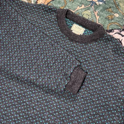 Vintage 90s LL bean 100% Wool Birdseye Chunky Knit Sweater Norway XXL Tall Gray - Image 1 of 4