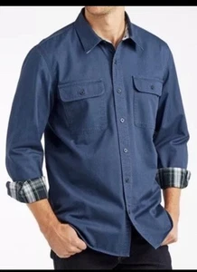LL Bean Men's Classic Flannel Lined Hurricane Shirt Raven Blue New With Tags XL - Picture 1 of 13
