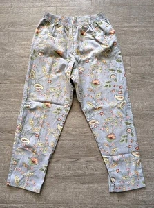 Vintage MANOR HOUSE Hose GRÖSSE 14 Blumenmuster Twill Cropped Hergestellt in den USA Elastischer Bund - Bild 1 von 10