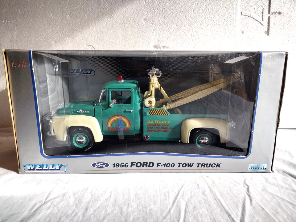 Welly Collection 1956 Ford F-100 Tow Truck Diecast 1:18 Rainbow Road Service New - Image 1 of 4