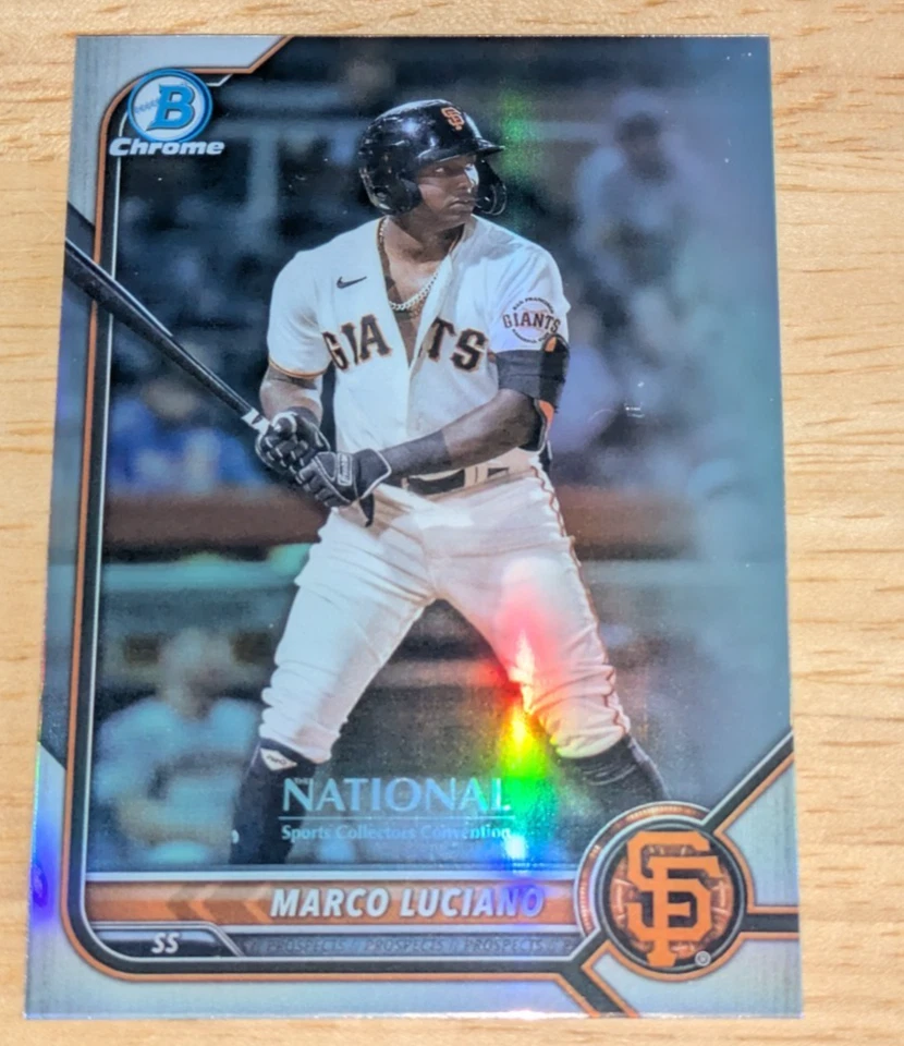 Marco Luciano 2022 Bowman Chrome National Sports Collectors Convention REFRACTOR - Image 1 of 3