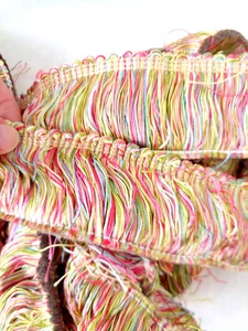 Cepillo vintage CONSO 2" borde flecos arco iris multicolor - por yarda - Imagen 1 de 6