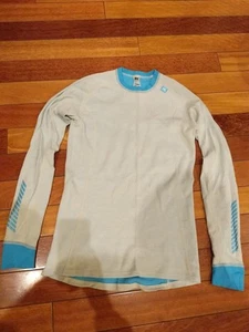Helly Hansen Wool Blend Gray Light Blue Base Layer Shirt XL Unisex READ - Picture 1 of 14