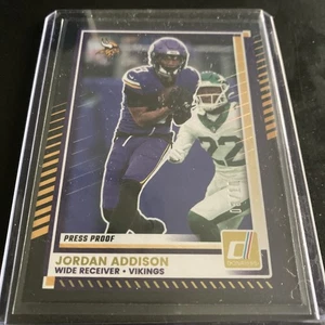 2025 Panini Donruss Jordan Addison #43 Black Gold Press Proof 5/10 SSP Vikings - Picture 1 of 3