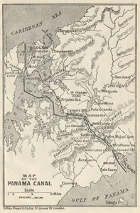PANAMA CANAL. Vintage map. Railway. Shows canal zone. Caribbean 1931 old - Picture 1 of 1