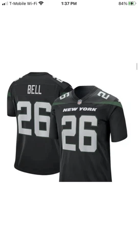 Men's New York Jets Le'Veon Bell Nike Stealth Black Game Jersey Size LARGE $100 Cover