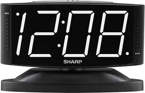 Sharp Digital Alarm Clock With Easy To Read Large Numbers And Swivel Base Black - Picture 1 of 12