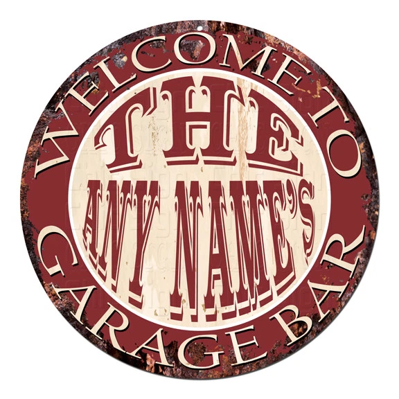 CP-0098 ANY NAME'S GARAGE BAR Custom Personalized Chic Tin Sign Decor Gift Ideas - Image 1 of 1
