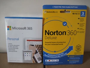 MICROSOFT OFFICE 365 PERSONAL 2024  + NORTON 360 FOR 3 DEVICES 1 YEAR EMAILED - Picture 1 of 4