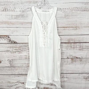 Bishop + Young Women's Silky Lace-Up Tank Top Blouse White Size Medium NWT - Picture 1 of 13