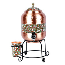 Copper Antique Dispenser water Storage Pot Dispenser with stand and Glass 1 5Ltr