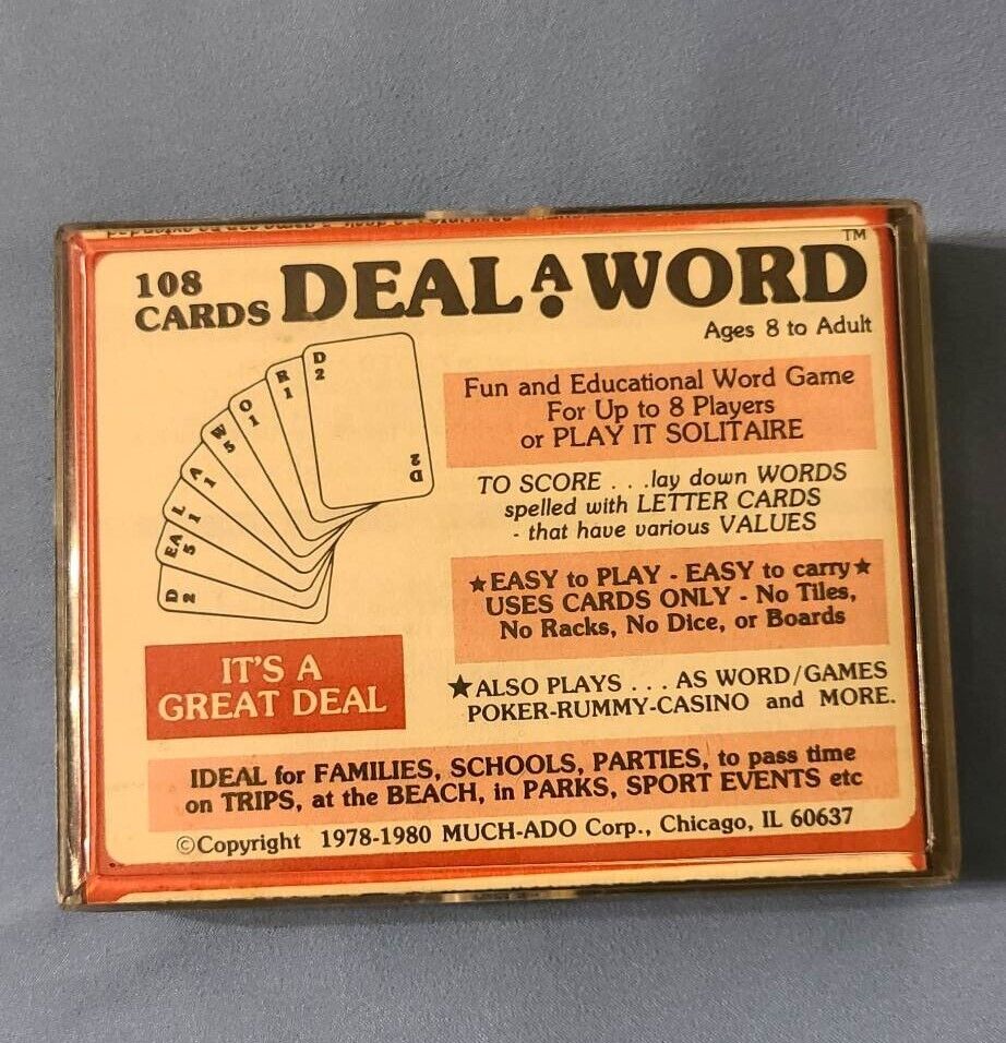 Vintage Deal-a-Word Card Game 108 Cards Much-Ado Corp Chicago 1978