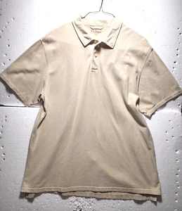 Polo LL Bean uomo XL marrone panna quarto bottoni colletto manica corta - Foto 1 di 11