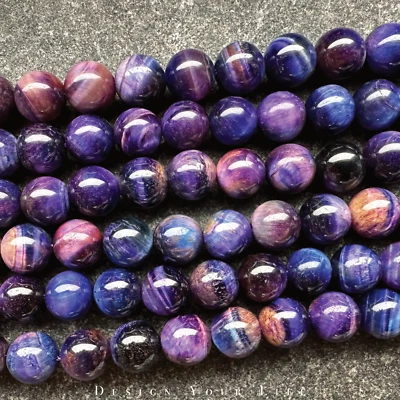 Blaue Sternenhimmel Tigerauge Edelstein Perlen am Strang in 6mm, 8mm und 10mm - Bild 1 von 4