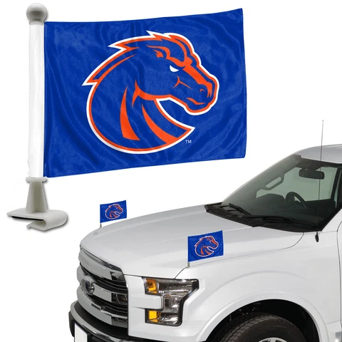 Boise State Broncos Set of 2 Ambassador Style Car Flags - Trunk Hood Cover