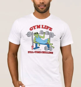 Gym Life by Chillin' Froggy Workout Exercise Vintage Muscle Logo T-Shirt NEW - Picture 1 of 4