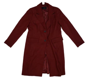 Banana Republic Double Cloth Coat Dark Spiced Rum Red Long Jacket Women's L - Picture 1 of 11