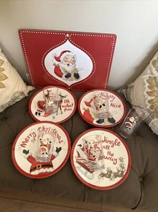 pottery barn Christmas  plates cups set kids lot of 10pc - Picture 1 of 8