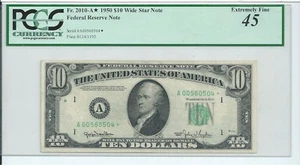 1950 $10 FRN RARE Wide Star * Boston Federal Reserve Note PCGS 45 CH Xtreme Fine - Picture 1 of 3