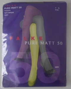 New & OVP: Falke Pure Matt 50 Den Tights! Size V / XL! Khaki (Dark Green) - Picture 1 of 3