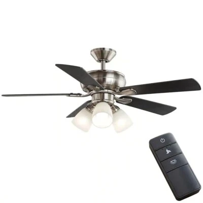 Hampton Bay 52144 Riley 44" Indoor LED Brushed Nickel Ceiling Fan Light Remote - Image 1 of 3
