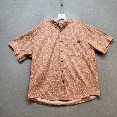 VINTAGE Woolrich Men Button Up Shirt XL Orange White Animal Print Sword Fish - Image 1 of 4