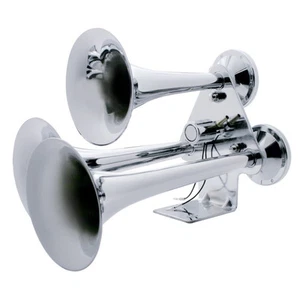 Universal Chrome 3 Trumpet Standard Duty Train Horn for Heavy Duty Semi Trucks - Picture 1 of 3