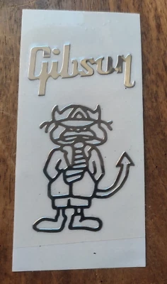 LOGO HEADSTOCK GIBSON ANGUS YOUNG METALLIC STICKER TETE DE GUITARE AUTOCOLLANT - Bild 1 von 4