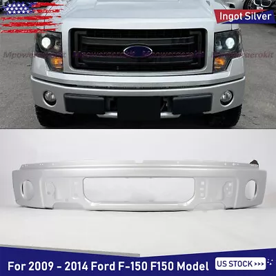 For 2009-2014 Ford F150 Front Bumper Face Bar W/Fog Lamp Hole Ingot Silver Steel Foto 1 de 4
