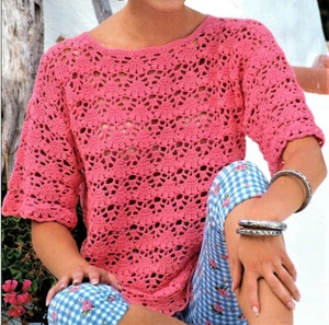Crochet Ladies Tunic Top DK Crochet Pattern 32-38 Inch - Picture 1 of 1