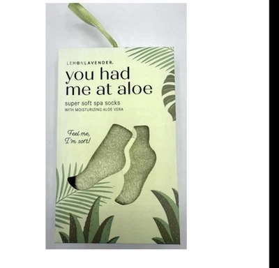 NWT Lemon Lavender Brand Aloe Vera Spa Socks "You Had Me At Aloe" - Image 1 of 2