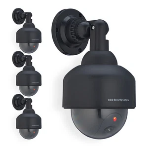 4 x Kamera Dummy Dome, Fake-Kamera, Sicherheitskamera-Dummy blinkend schwarz - Afbeelding 1 van 9