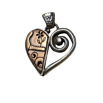 Брайтон два тона сердце подвеска серебристого тона и меди цветок вихрь - Изображение 1 из 4