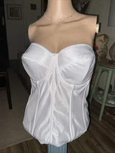 Dominique Juliette 8950 Blanco Satén Longline Corsé Sujetador Top 40D Encaje Floral - Imagen 1 de 12