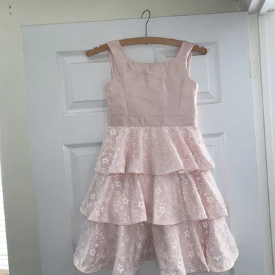 Nuevo Vestido Monzón Niñas Rosa Encaje Ocasión Boda Fiesta Baile de graduación Edad 7 Foto 1 de 4