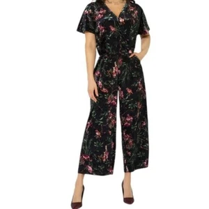 Leota Jumpsuit Damen Ruby Samt Kurzarm Schwarz, M - Bild 1 von 8