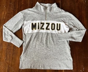 Mizzou Pullover Women Medium Gray Missouri MU 1/4 Zip Stretch Mock Neck Chicka D - Picture 1 of 10