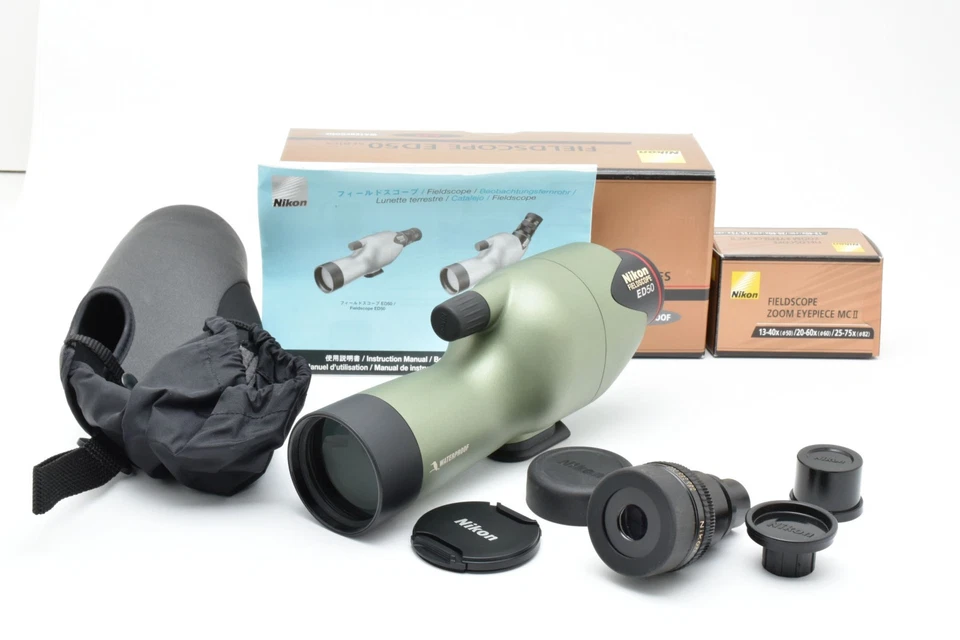 Nikon Fieldscope ED50 w/ Zoom Eyepiece 13‑40× MCII wit Box From JAPAN  2670694 A - Image 1 of 4