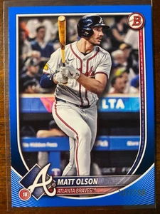 2025 Bowman Matt Olson #98 carta blu /150 Atlanta Braves - Foto 1 di 2