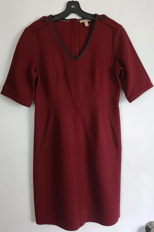 Vestido Burberry Brit Lana Arándano Borde Piel de Cordero EE. UU. Talla 8 Foto 1 de 4