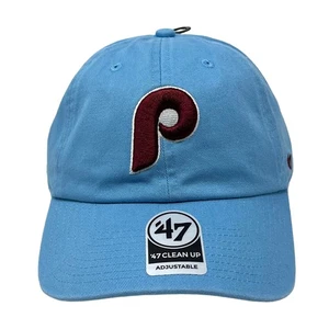 PHILADELPHIA PHILLIES POWDER BLUE '47 COOPERSTOWN CLEAN UP ADJUSTABLE STRAPBACK - Picture 1 of 8