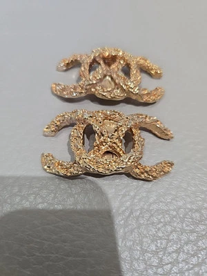 Clips para zapatos vintage CC CoCo Chanel by Bluette hechos en Francia tono dorado Foto 1 de 4