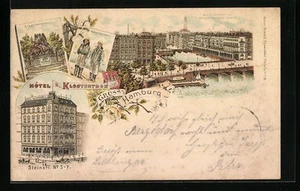 Lithographie Hamburg, Hotel Klosterthor Gebäude in der Steinstrasse, Kriegerden - Bild 1 von 2