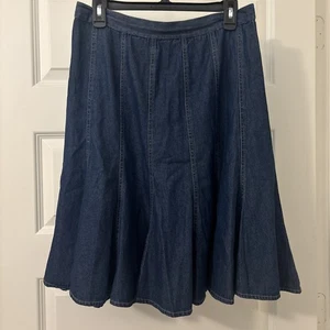 VTG Studio West Tulip Flare Indigo Blue Denim Skirt SZ M 100% Cotton Country - Picture 1 of 10
